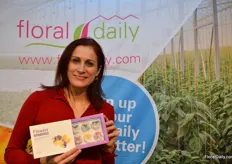 Laura Carrera Garcia of Innoflower, showing edible flowers, which are sugar crystallized.